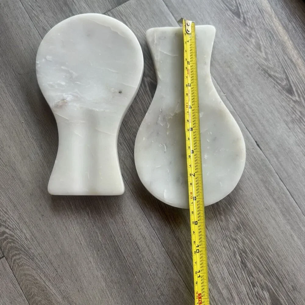 Set of 2 White Marble Chopstick Rest Spoon Holder Sushi Tableware Set India 8.5